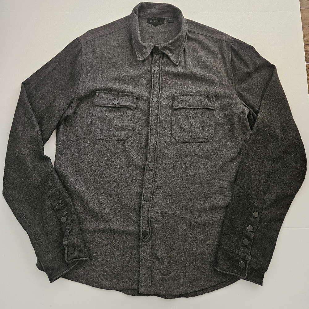 Rogue Mens XL Gray Wool Blend Western Pearl Snap Shirt Two Tone Flawed